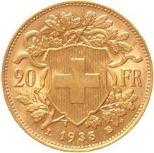 Switzerland 20 Francs 1935lb