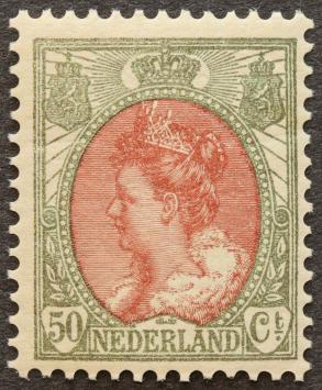 Nederland NVPH nr. 74 Wilhelmina bontkraag 1899-1921 postfris