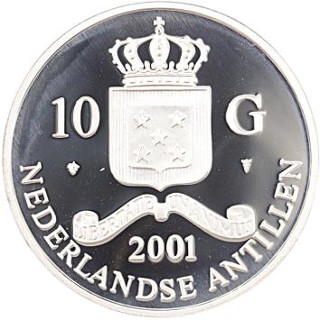 10 Gulden 2001  Maurits van Oranje Nassau Gouden Dukaat Nederlandse Antillen Proof