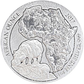 Rwanda Nijlpaard 2017 1 ounce silver