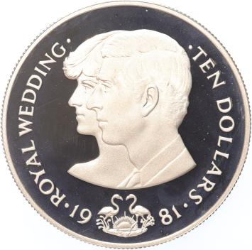 Bahamas 10 Dollars 1981 Royal wedding Charles & Diana silver Proof