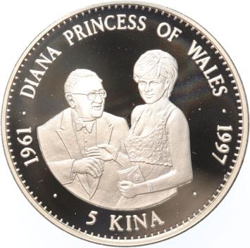 Papua New Guinea 5 kina 1998 Diana Princess of Wales silver Proof