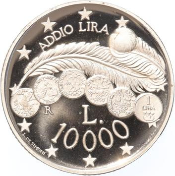 San Marino 10.000 Lire 2001 Last Lire Coinage silver Proof