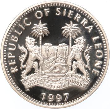 Sierra Leone 10 Dollars 1997 Diana and Aids patiënt silver Proof