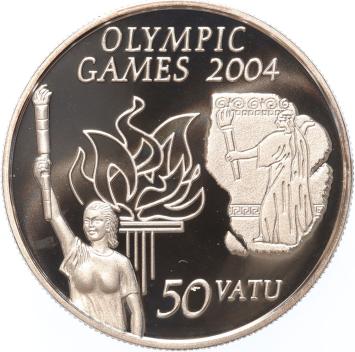 Vanuatu 50 Vatu 2003 Olympiade Sydney Athlethe with torch silver Proof