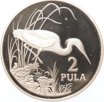 Botswana 2 Pula 1986 Wildlife Series Slaty Egret silver Proof
