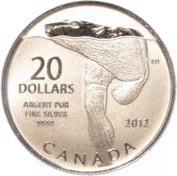 Canada 20 Dollars 2012 Polar Bear silver Proof