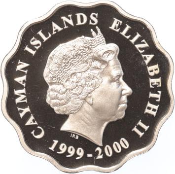 Cayman Islands 2 Dollars 2000 Ornate Clock silver Proof
