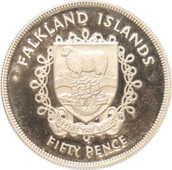 Falkland Islands 50 Pence 1977 Queens Jubilee silver Proof