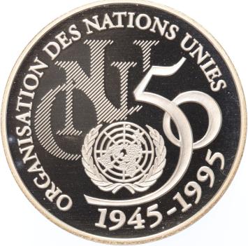Francs 5 Francs 1995 50 years United Nations silver Proof