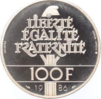 France 100 Francs 1986 Statue of Liberty silver Proof Piedfort
