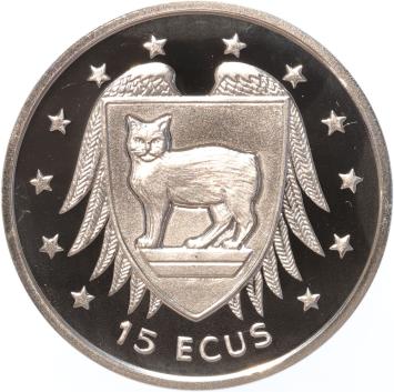 Isle Of Man 15 Ecus 1994 Manx Cat silver Proof