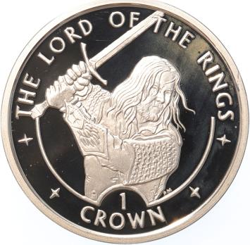 Isle Of Man 1 Crown  2003 Lord of the rings Aragorn silver Proof