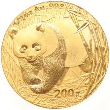 China 200 Yuan 2001 1/2 oz Panda