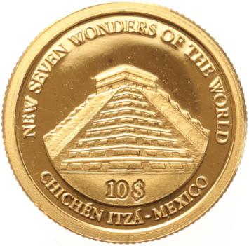 Solomon Islands 10 Dollars gold 2007 Chichen Itza - Mexico proof