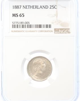 Netherlands 25 cent 1887 MS65
