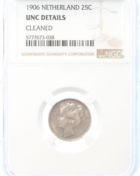 Netherlands 25 cent 1906 UNC details