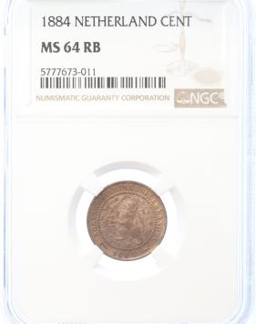 Netherlands 1 cent 1884 MS64RB