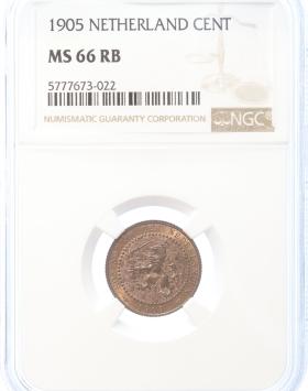 Netherlands 1 cent 1905 MS66RB