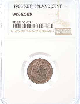 Netherlands 1 cent 1905 MS64RB