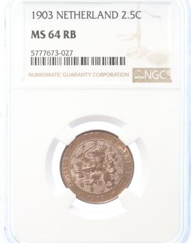 Netherlands 2½ cent 1903 MS64RB