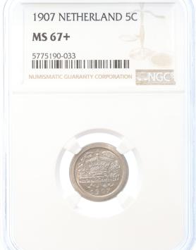 Netherlands 5 cent 1907 MS67+