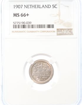 Netherlands 5 cent 1907 MS66+