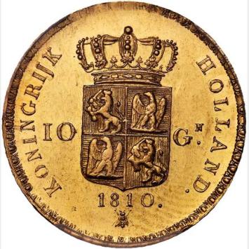 Kingdom of Holland 10 Guilder gold 1810 FDC
