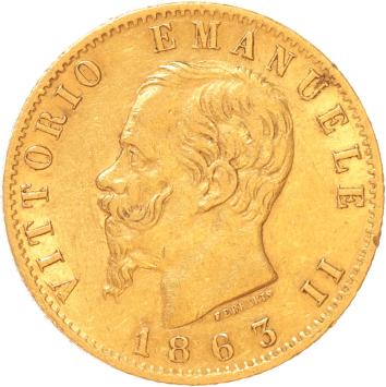 Italy 20 lire 1863