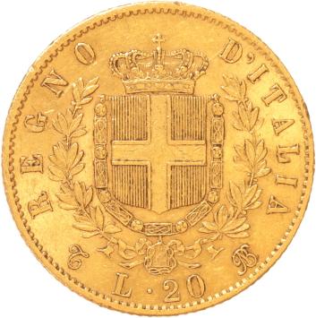Italy 20 lire 1863