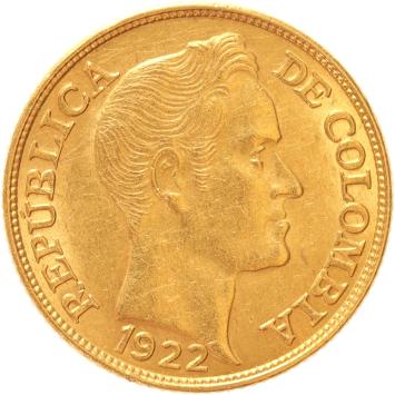 Colombia 5 pesos gold 1922