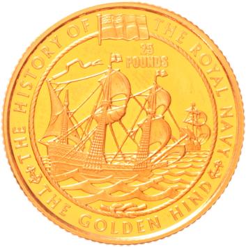 Alderney 25 Pounds 2003 The Golden Hind proof