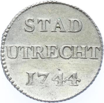 Utrecht-stad Duit zilver 1744