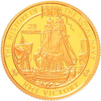 Alderney 25 Pounds 2004 HMS Victory proof