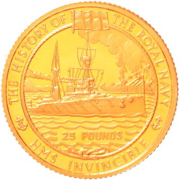 Alderney 25 Pounds 2004 HMS Invincible proof