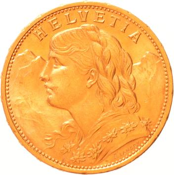 Switzerland 20 francs 1915b