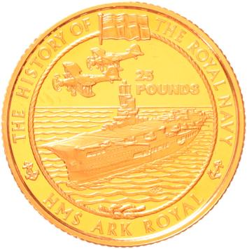 Alderney 25 Pounds 2005 HMS Ark Royal proof