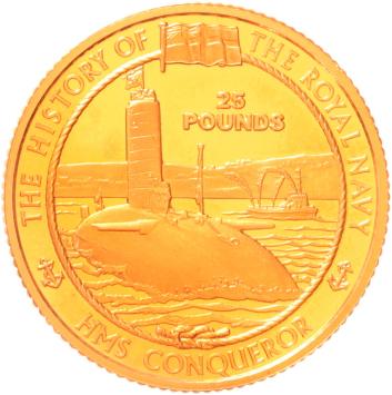 Alderney 25 Pounds 2005 HMS Conqueror proof