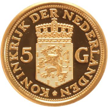 Medal gold 5 guilder King William III 1817-1890