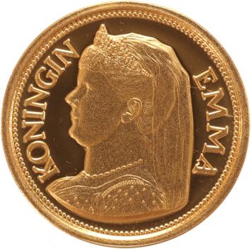 Penning gouden 5 gulden Koningin Emma 1858-1934