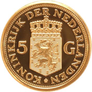 Penning gouden 5 gulden Koningin Emma 1858-1934