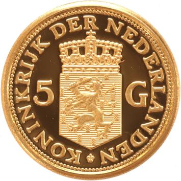 Medal gold 5 guilder Queen Juliana 1909-2004
