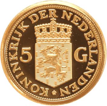 Medal gold 5 guilder Queen Beatrix 1938-present