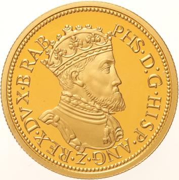 Replica van de Gouden Reaal 1557 Koning Filips II in Verguld Zilver