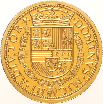 Replica van de Gouden Reaal 1557 Koning Filips II in Verguld Zilver