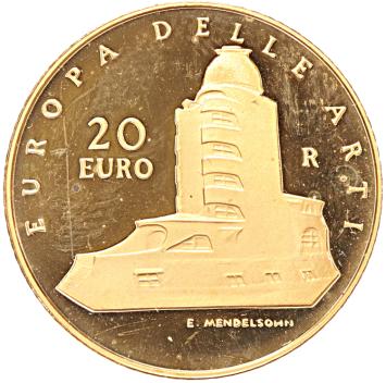 Italië 20 euro goud 2006 Europese kunst Einstein Tower proof
