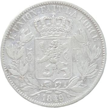 Belgium 5 Francs silver 1849 VF