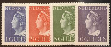 Nederland NVPH nr. 346/349 Koningin Wilhelmina Konijnenburg 1946 postfris