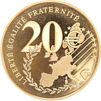 Frankrijk 20 euro goud 2002 Afscheid vd Frank proof