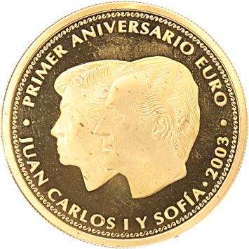 Spanje 200 euro goud 2003 1ste verjaardag van de euro proof